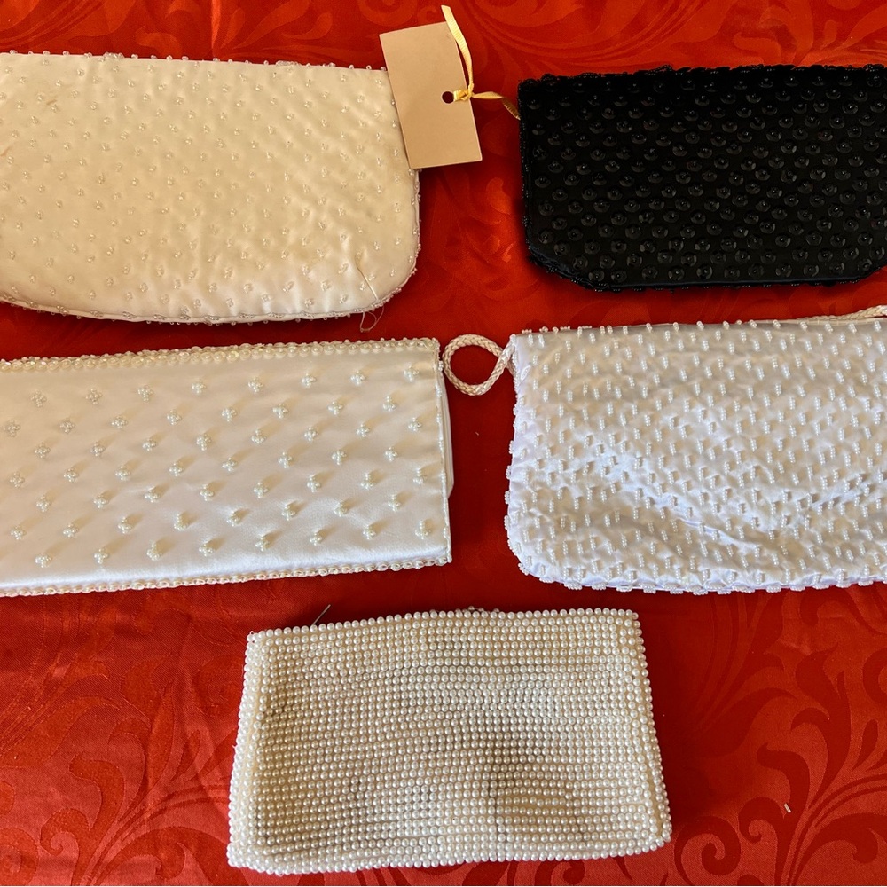 Vintage Elegant Black and White Beaded Clutch purses - Picture 9 of 9